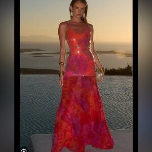 NWT Runaway The Label Red and Pink Maxi Dress